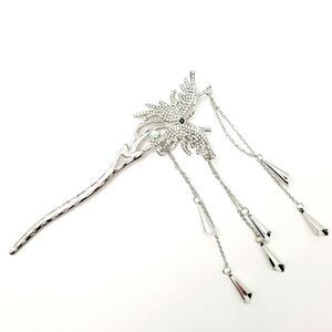 Brand New Silver Butterfly Rhinestone Hair Pin